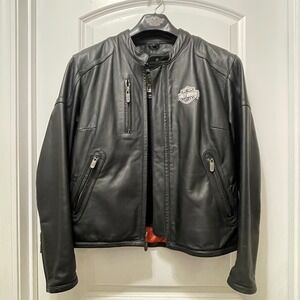 VTG Harley Davidson soft Leather Motorcycle Jacket Ladies L Black zip out liner